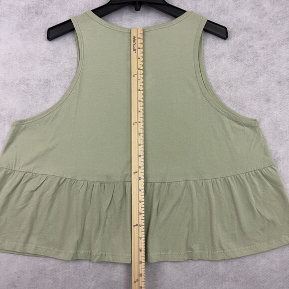 Buffalo David Bitton Babydoll Top Womens Size XL Green Peplum Tank MSRP $39 - Picture 5 of 13